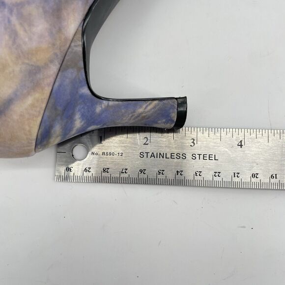 Monzo & Franco Size 6.5Embossed Leather High Heels Purple Watercolor Slip On - Picture 9 of 10